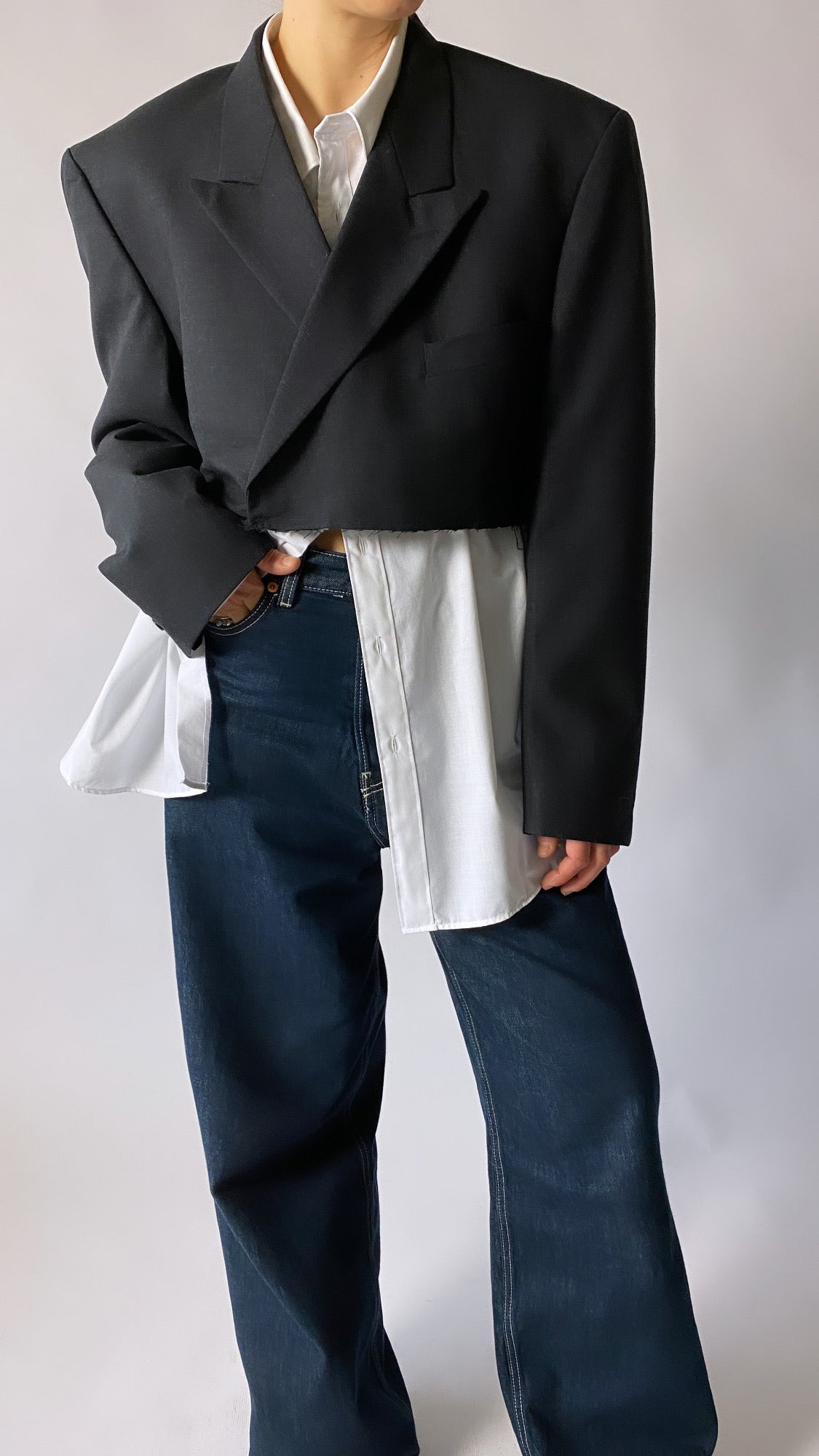 Cropped blazer black - Upcycled