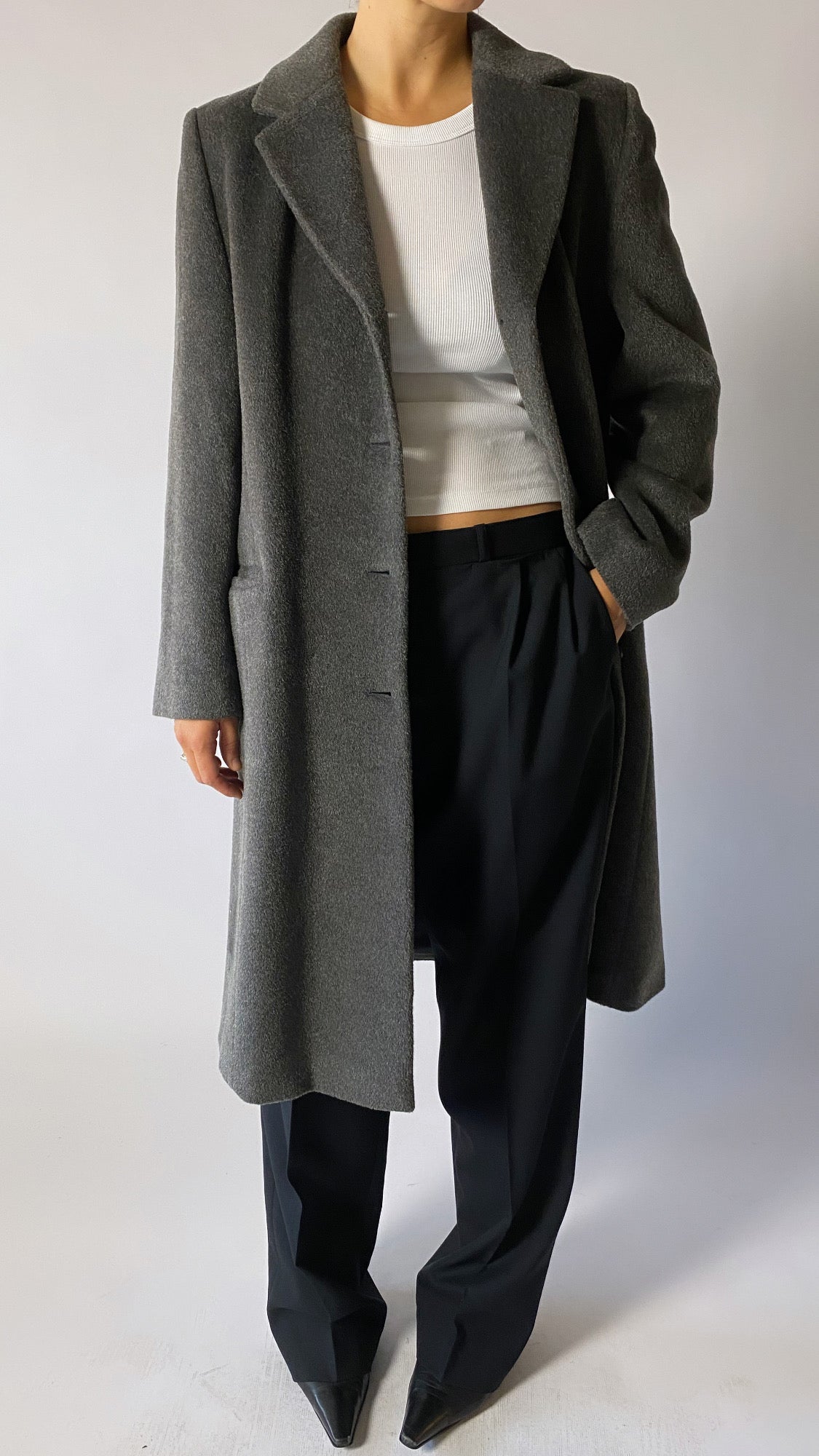 Long lambswool/ mohair coat | Grey