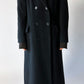 Double-breasted long wool coat | Black