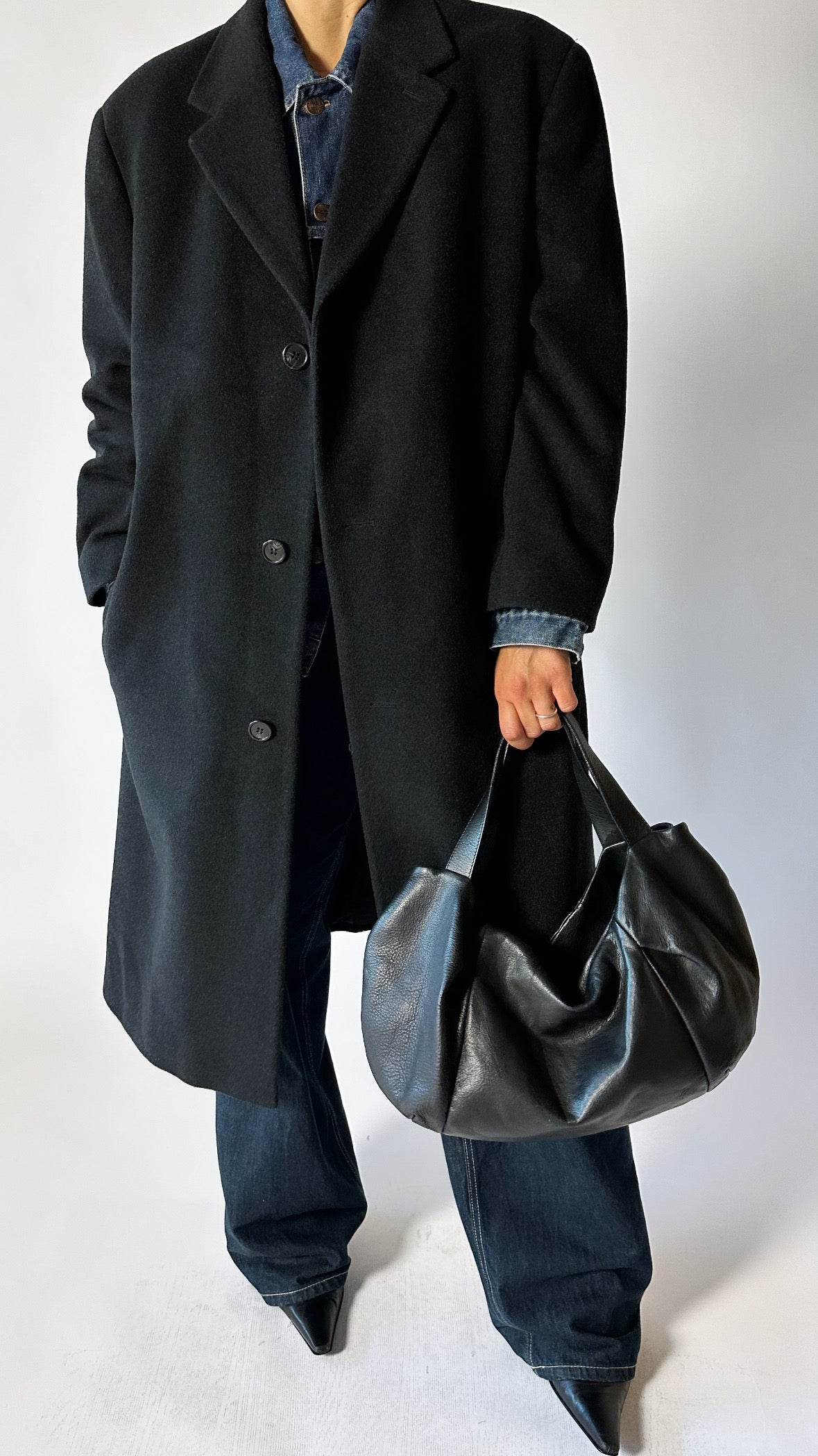 Oversized wool coat | Black