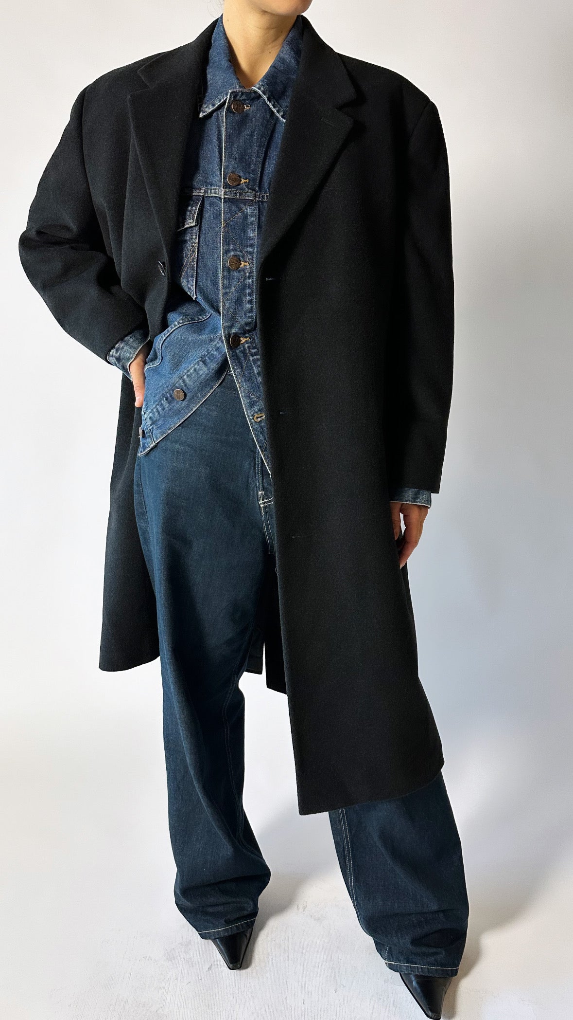 Oversized wool coat | Black