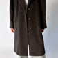 Oversized wool coat | Dark brown