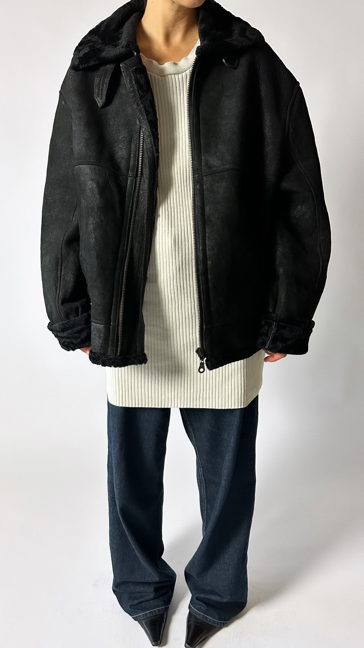 Oversized lammy coat | Black