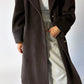 Oversized wool coat | Dark brown