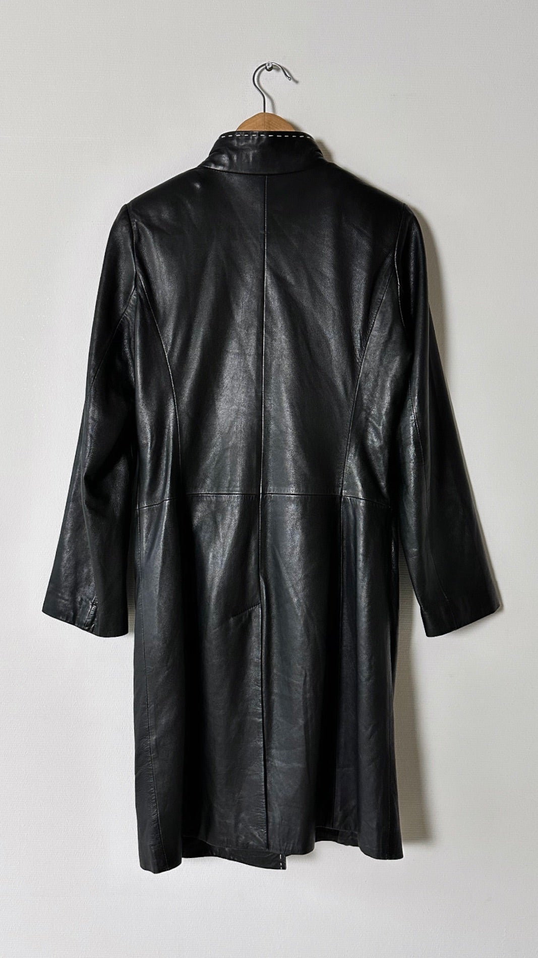 Long leather coat | Black