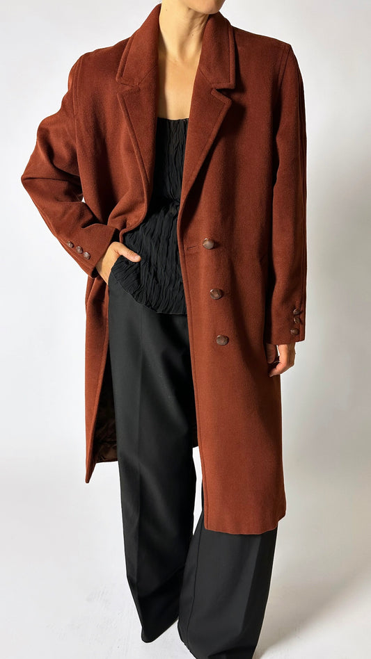 Long wool Angora coat | Brick