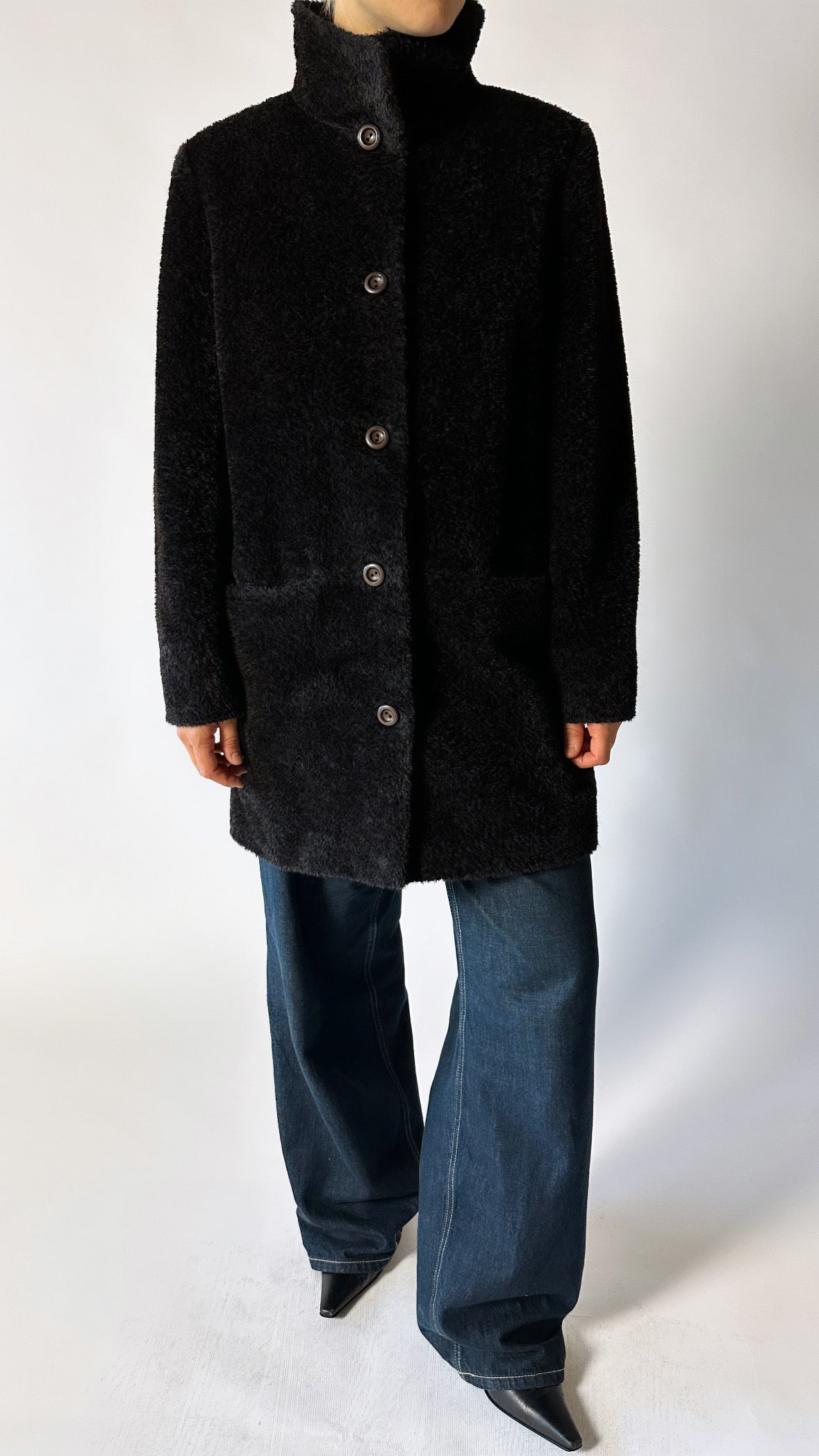 Alpaca fur coat | Dark brown