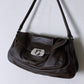 Leather shoulder bag dark brown