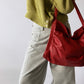 Leather shoulder bag red