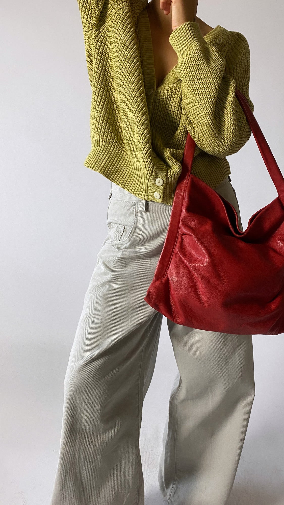 Leather shoulder bag red