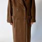 Oversized long wool coat | Brown