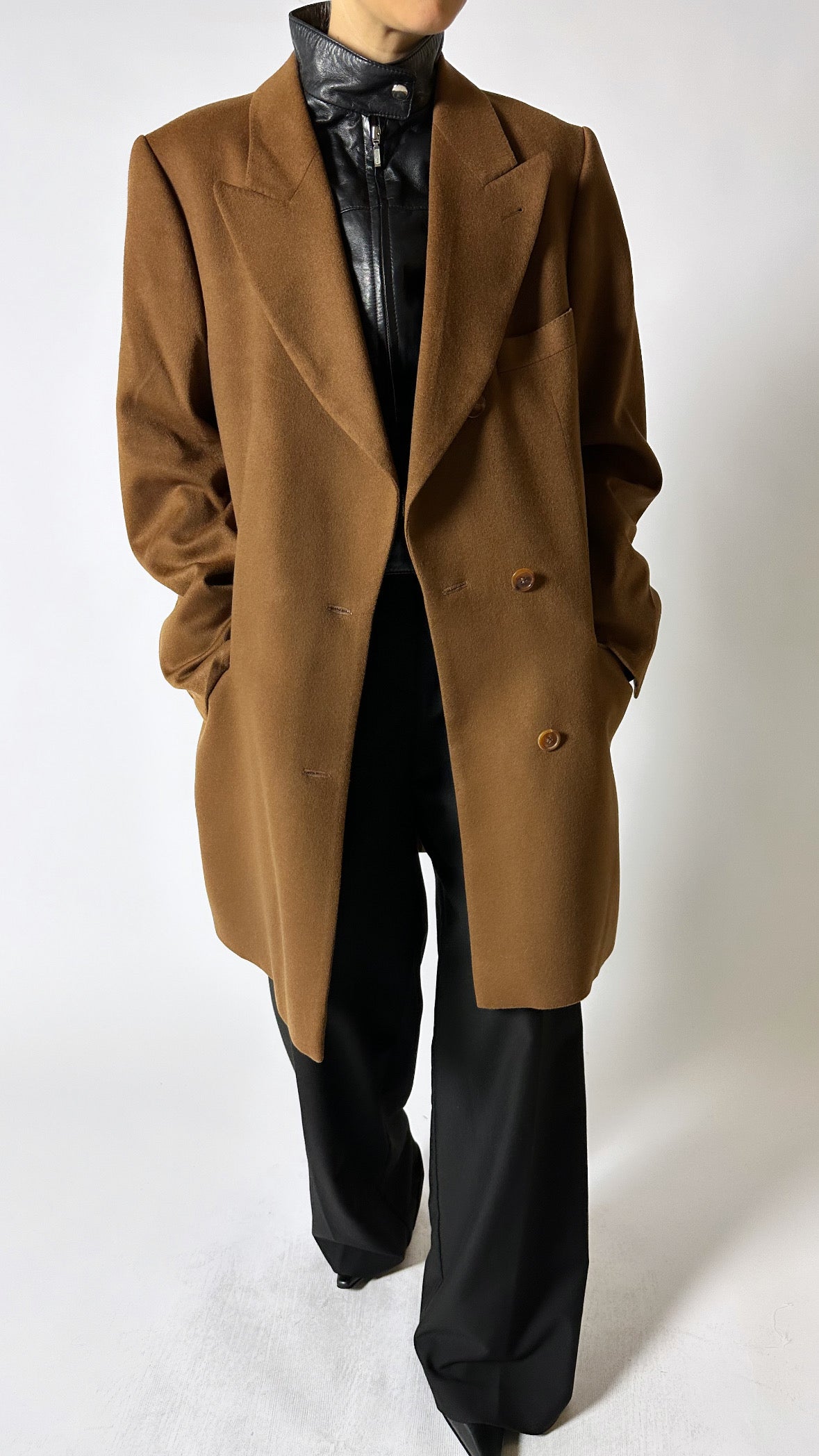 Cashmere blazer coat | Camel