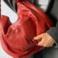 Leather tote bag red