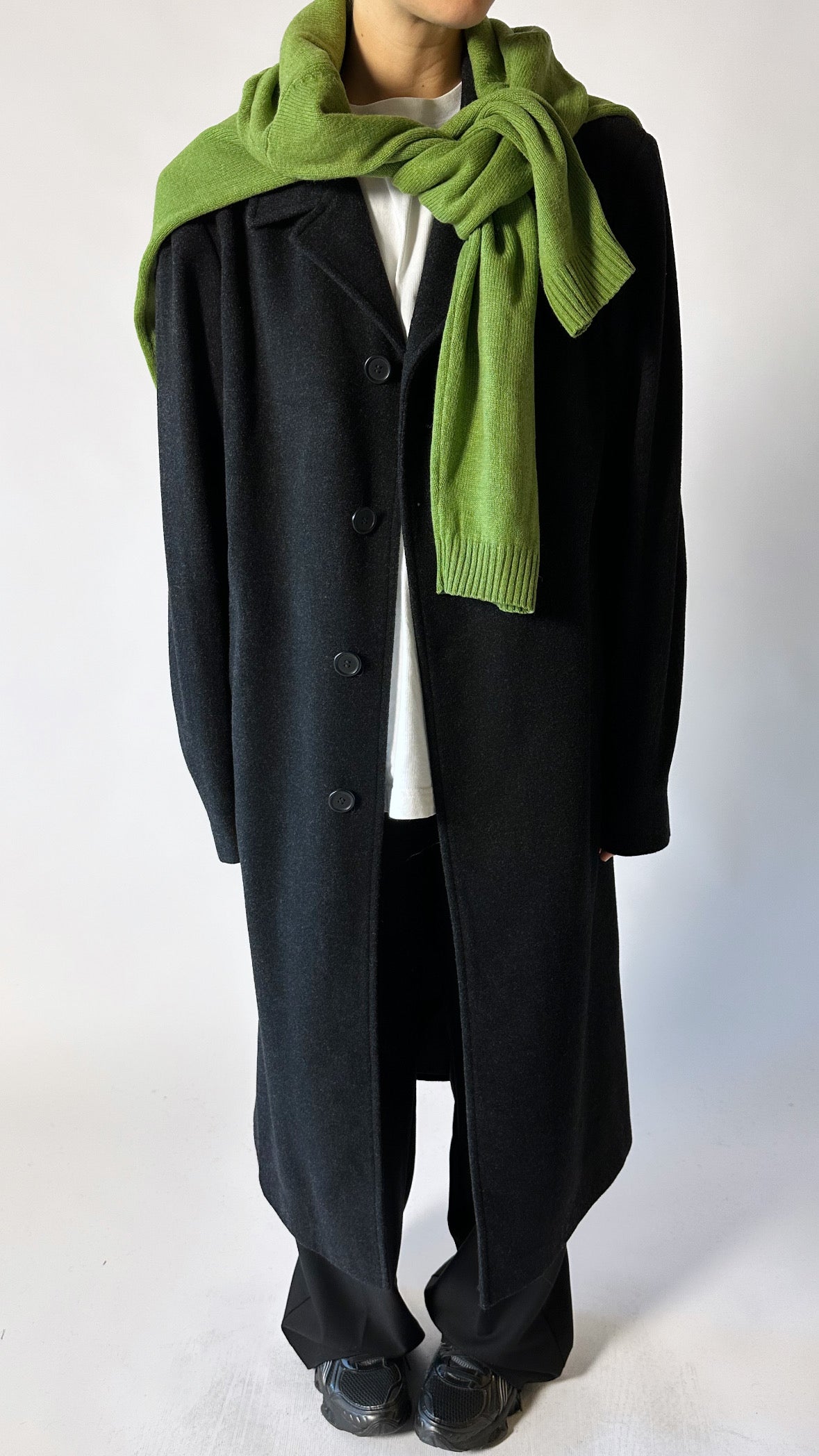 Oversized unisex wool coat | Off black