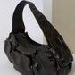 Leather shoulder bag dark brown