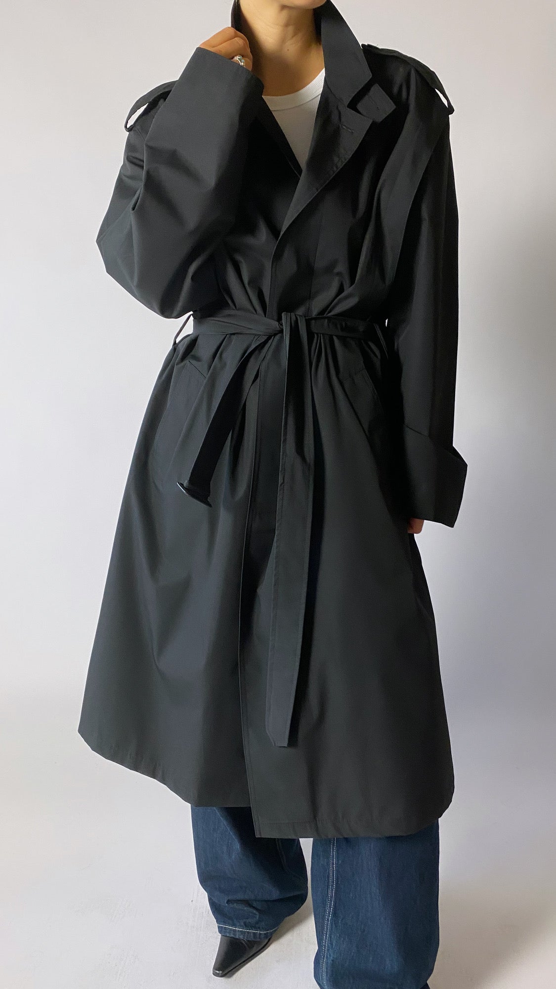 Oversized trench coat black