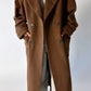 Oversized long wool coat | Brown