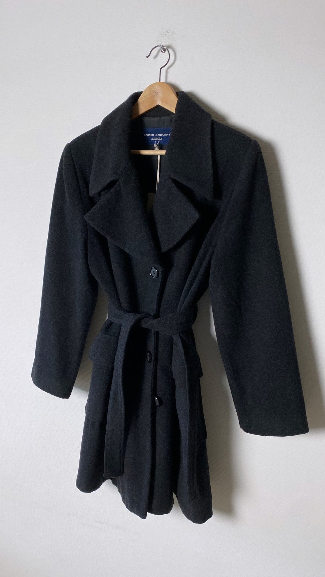 Belted wool coat dark grey