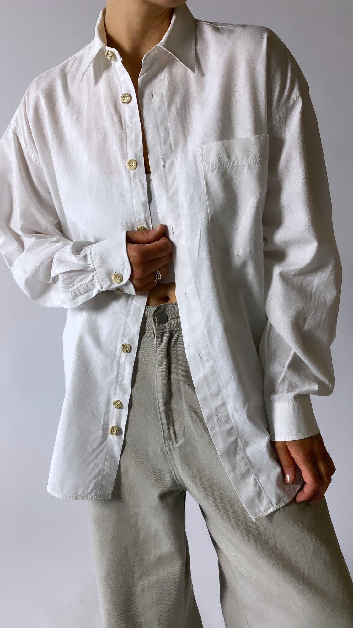 Cotton linen blend shirt off white