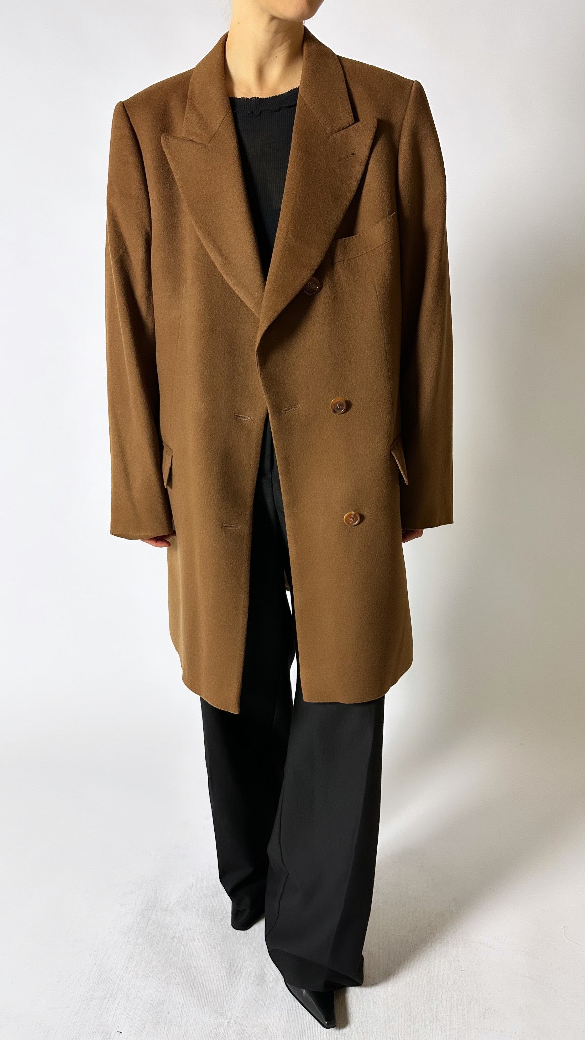 Cashmere blazer coat | Camel