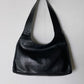 Minimalist leather shoulder bag black