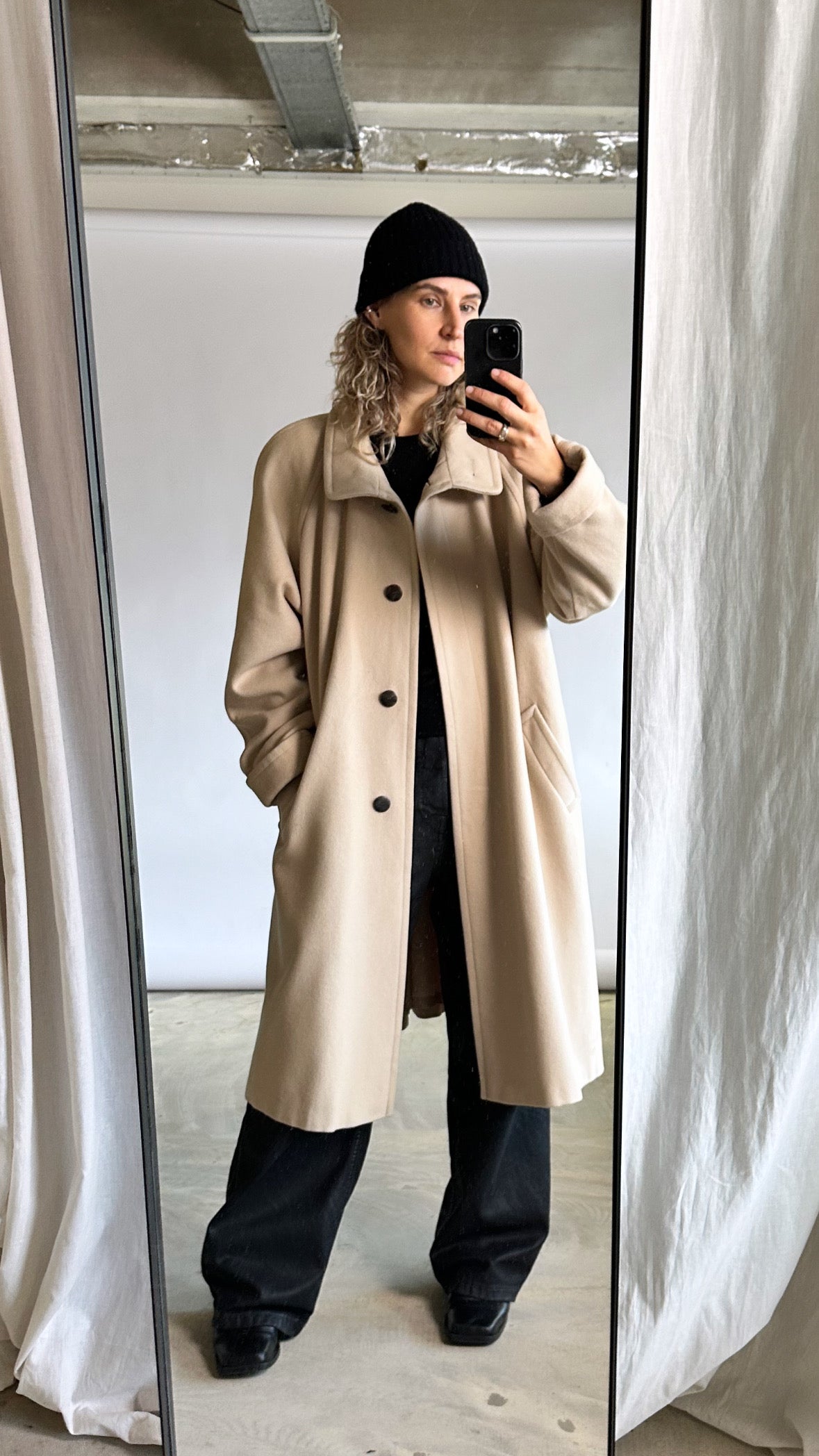 Long wool coat | Soft ecru