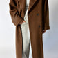 Oversized long wool coat | Brown