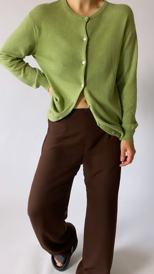 Cashmere cardigan lime green