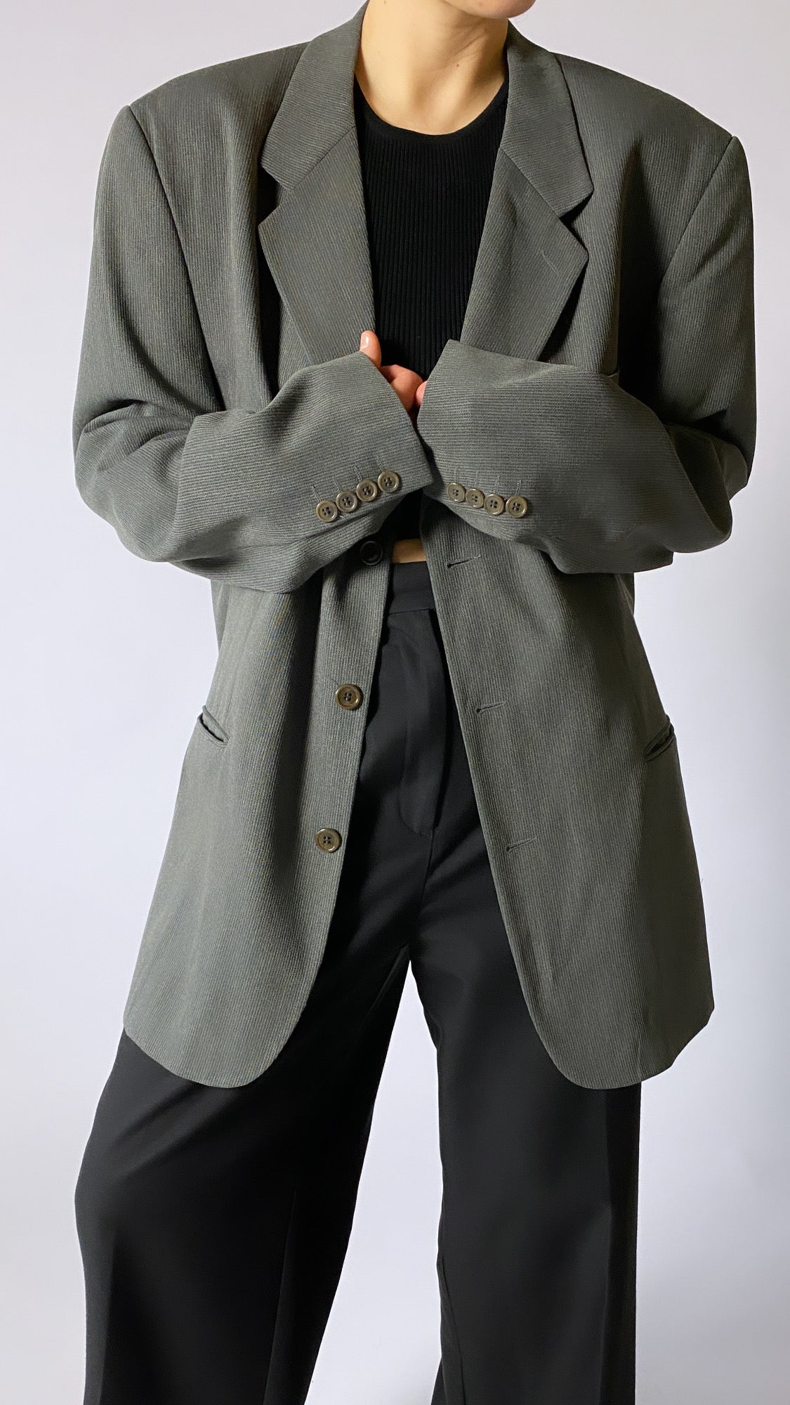 Oversized blazer taupe/ dark grey