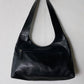 Minimalist leather shoulder bag black