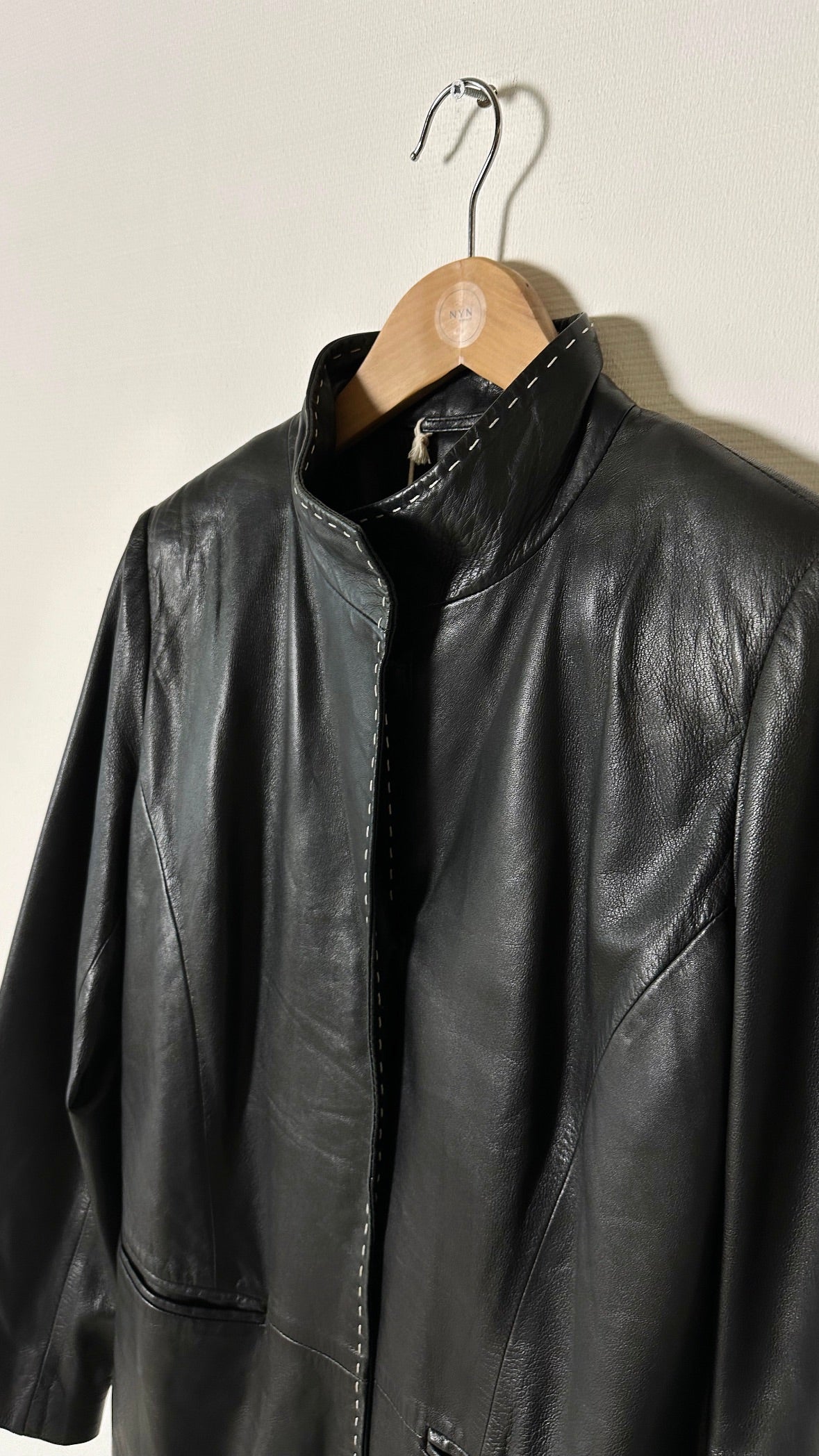 Long leather coat | Black