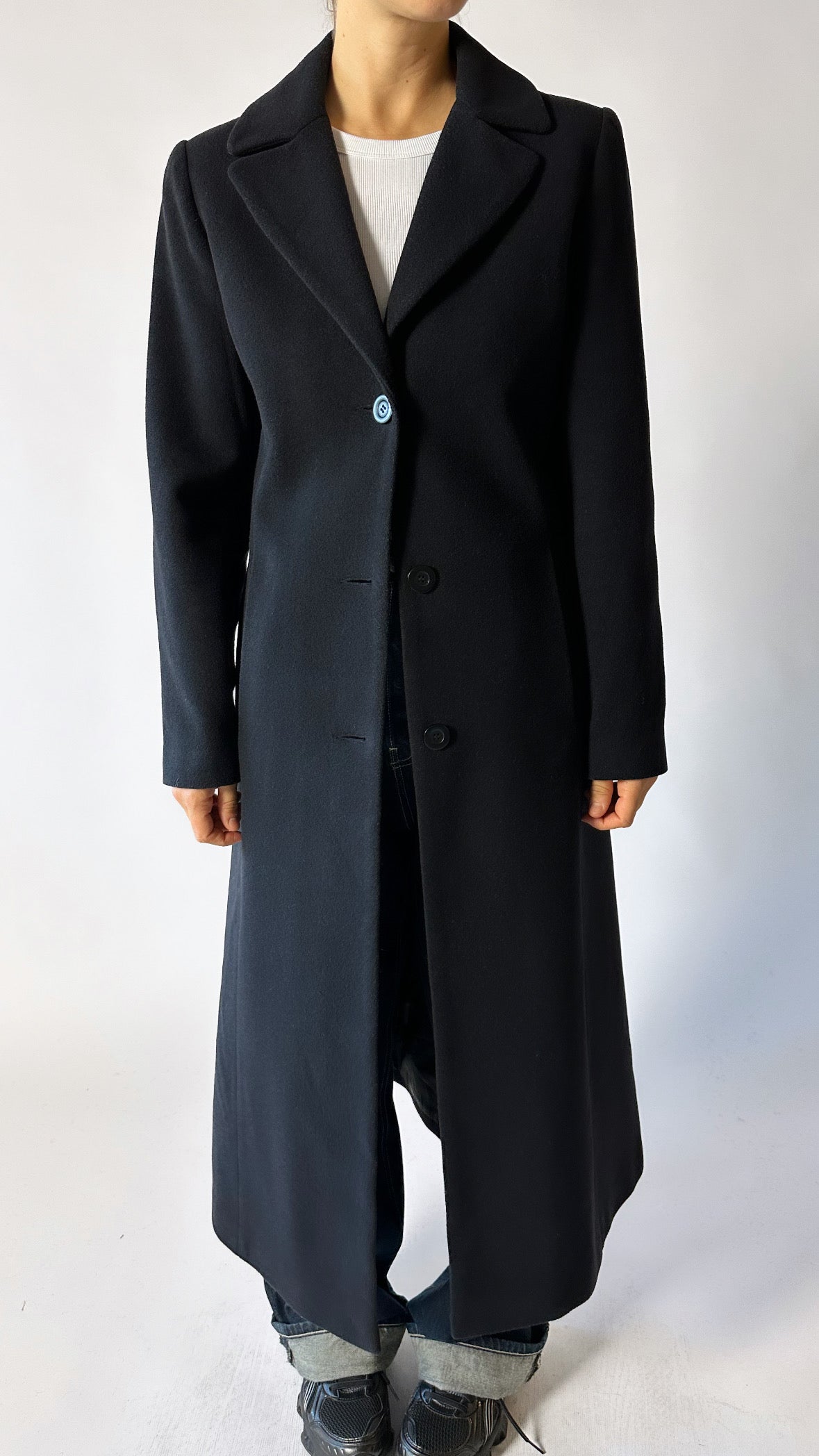 Fitted wool coat | Black