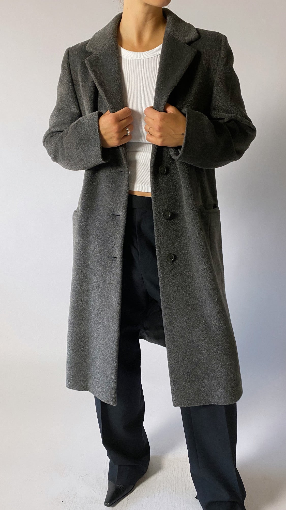 Long lambswool/ mohair coat | Grey