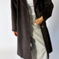 Oversized wool coat | Dark brown