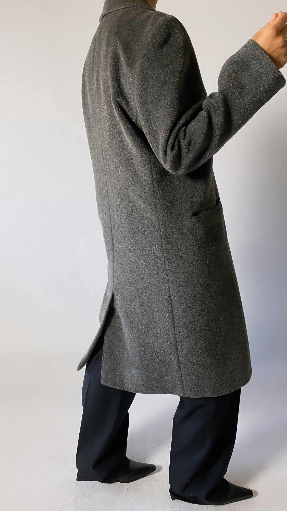 Long lambswool/ mohair coat | Grey