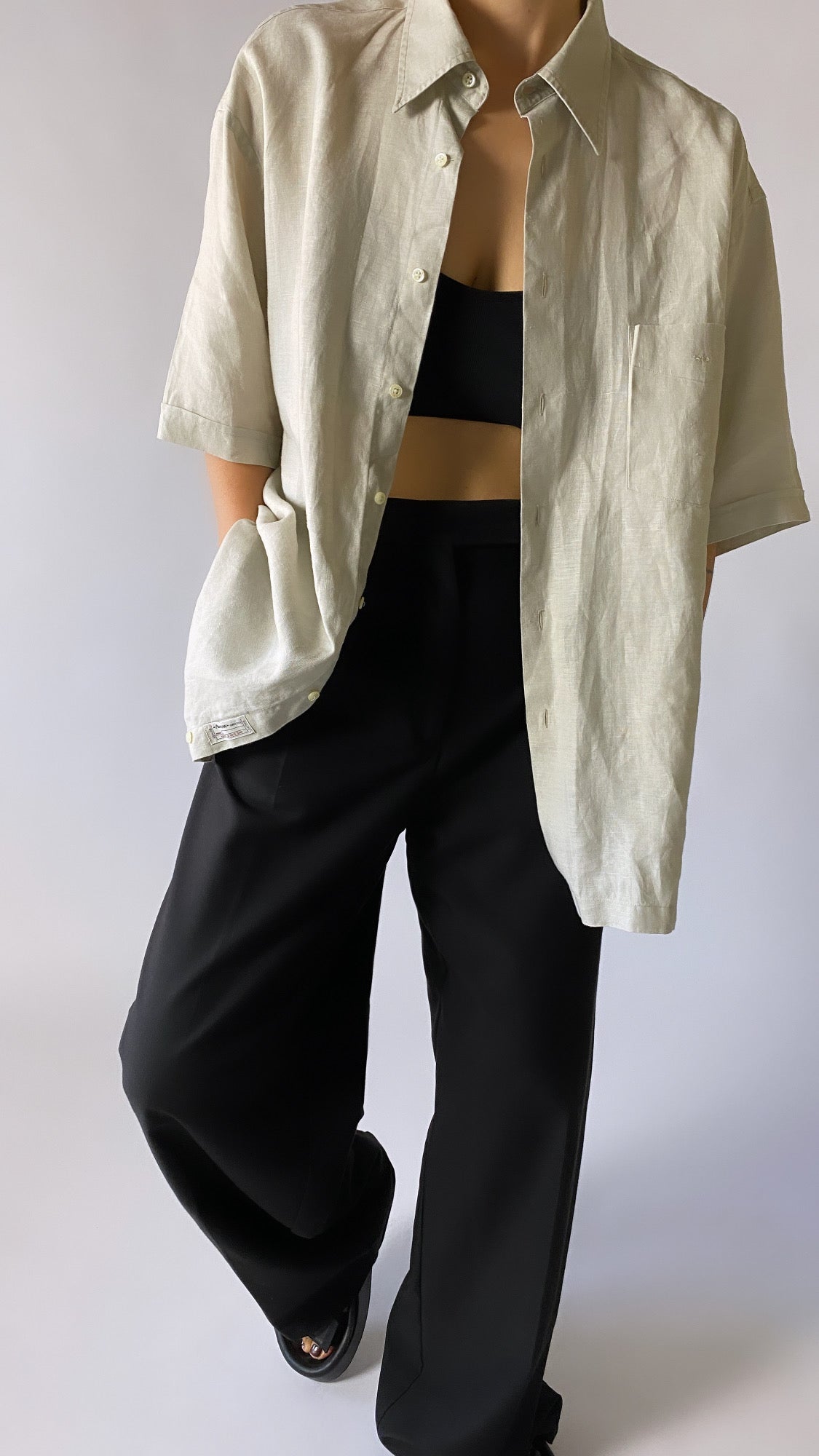 Linen shirt stone grey