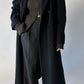 Double-breasted long wool coat | Black