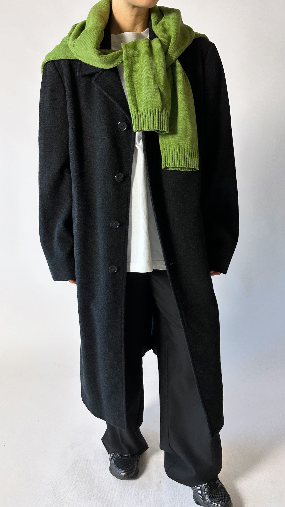 Oversized unisex wool coat | Off black