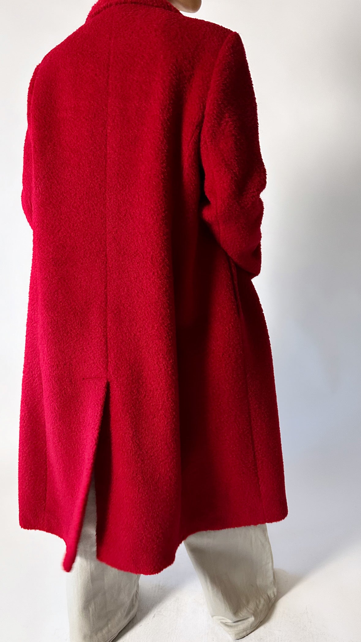 Double-breasted wool coat | Red