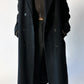 Double-breasted long wool coat | Black