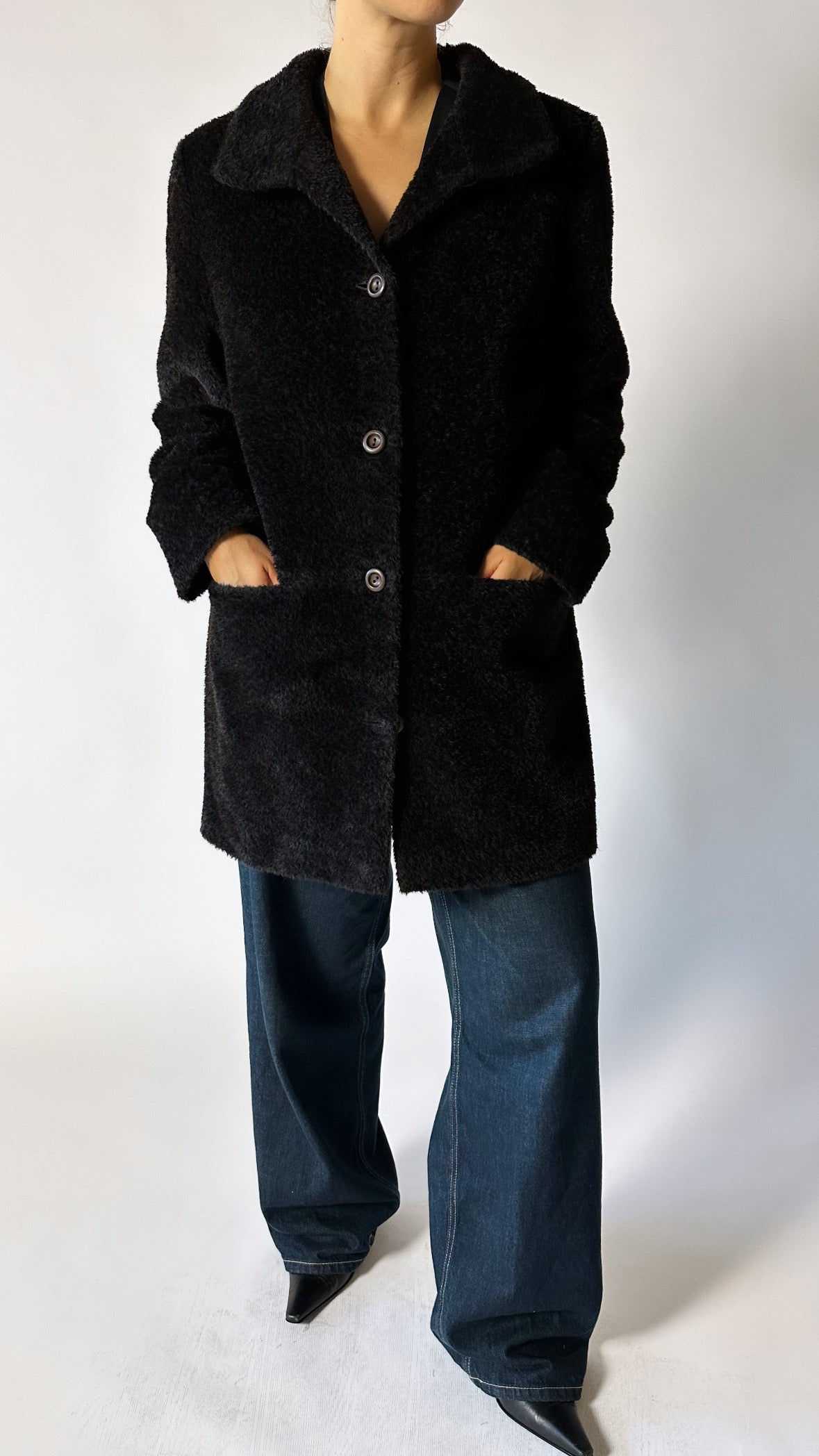 Alpaca fur coat | Dark brown