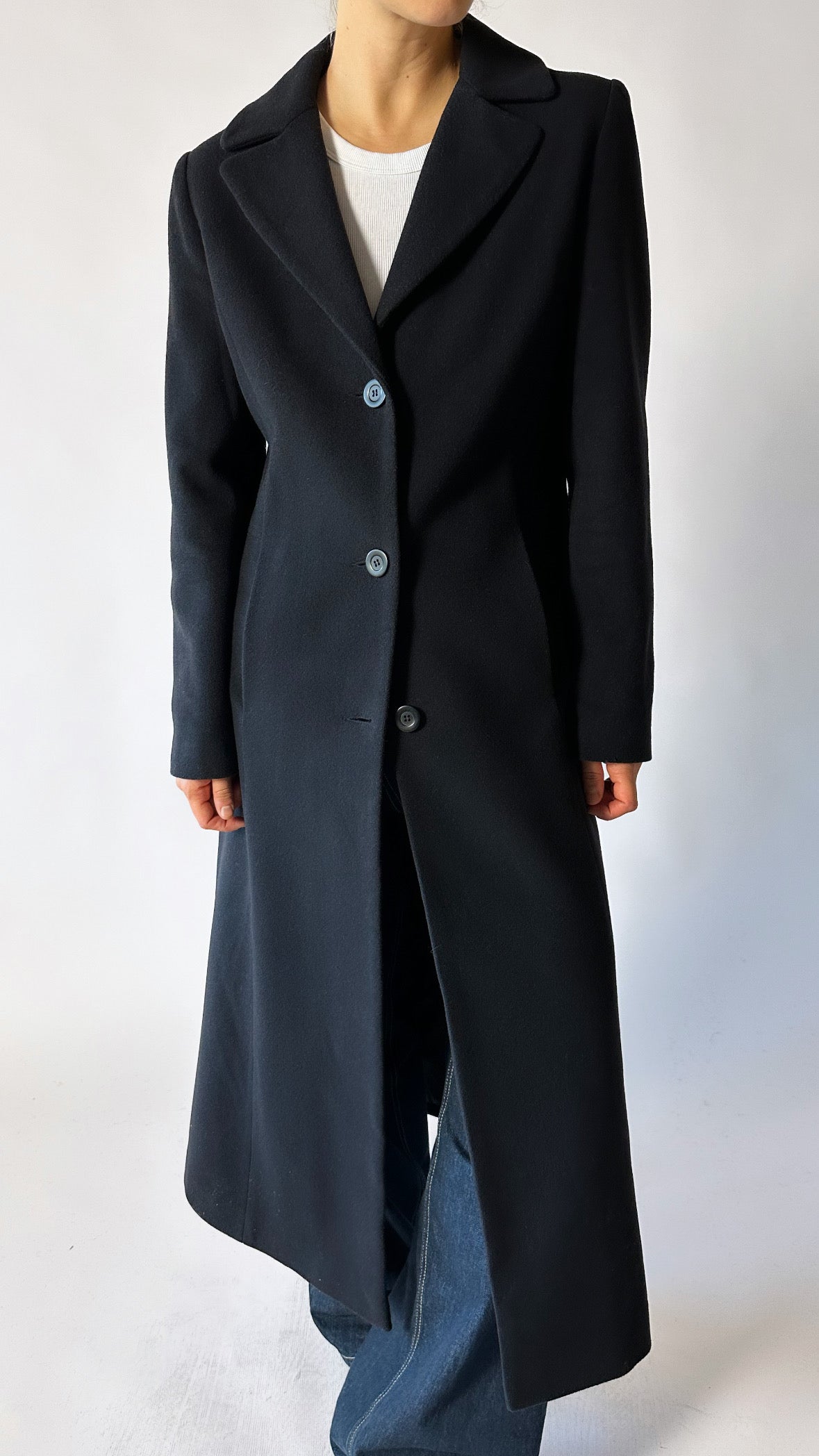 Fitted wool coat | Black