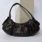 Leather shoulder bag dark brown