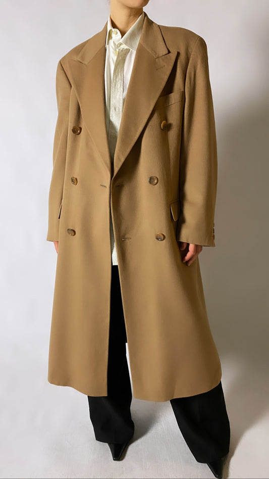 Cashmere double-breasted coat |Camel