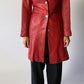 Leather coat brigth red