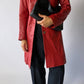 Leather coat brigth red