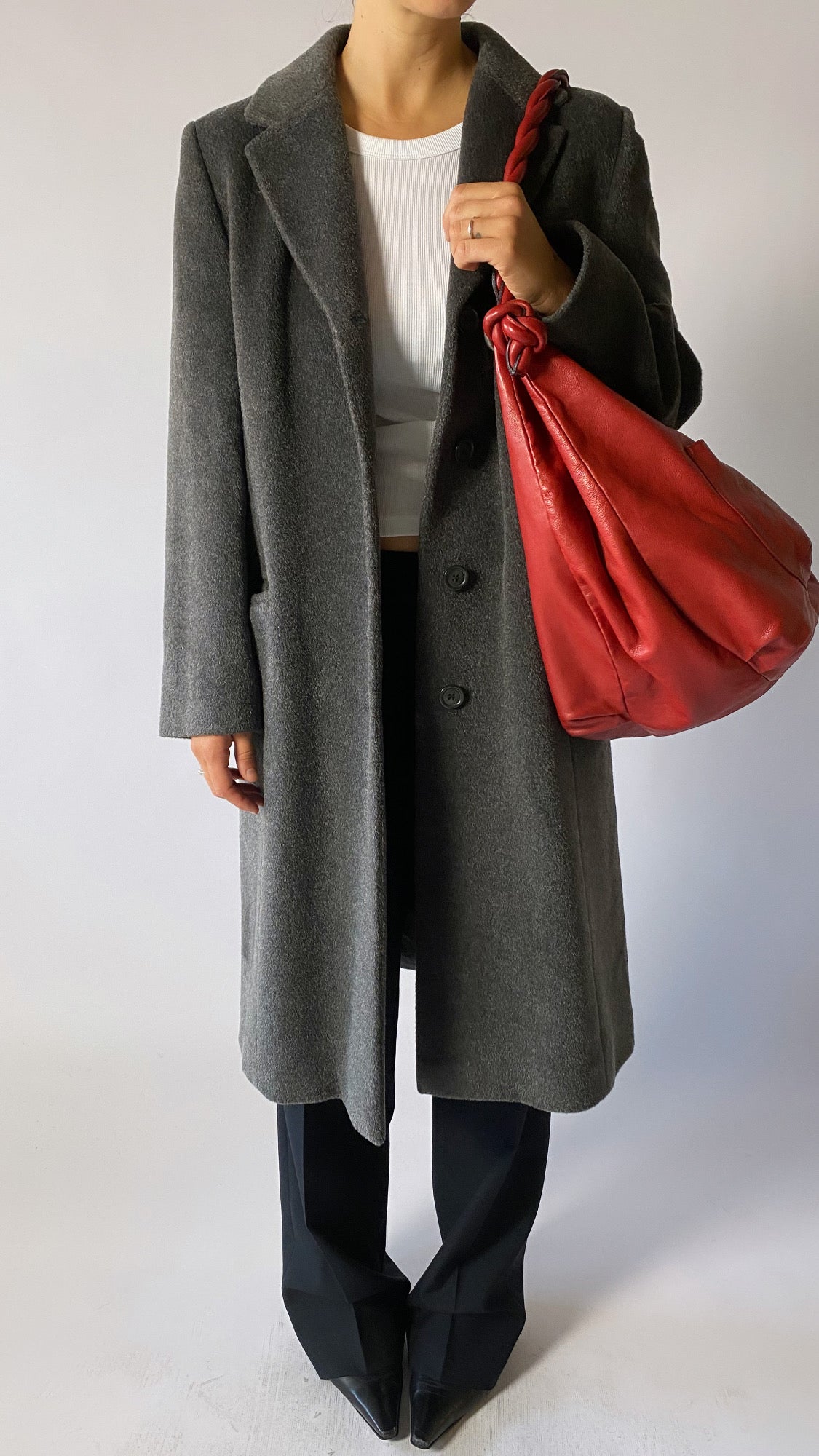 Long lambswool/ mohair coat | Grey