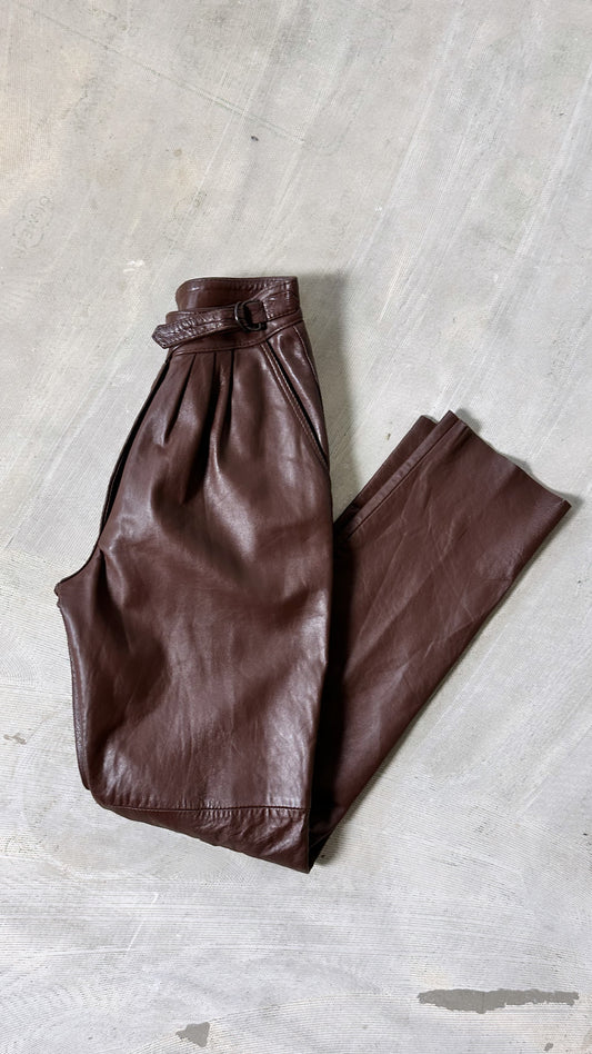 Leather trousers | Dark brown