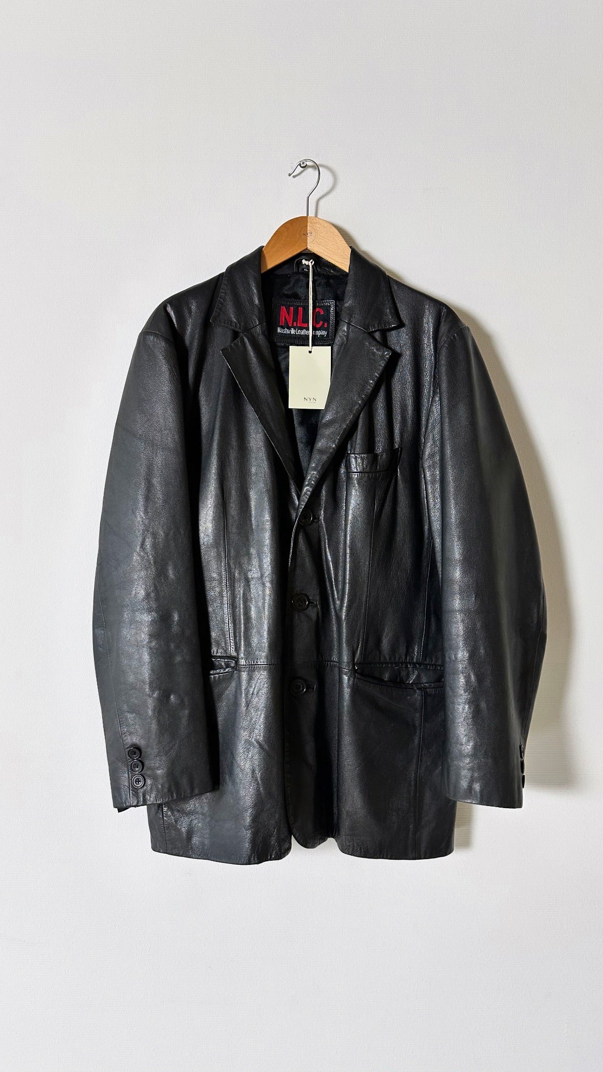 Oversized leather blazer | Black