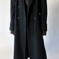 Double-breasted long wool coat | Black